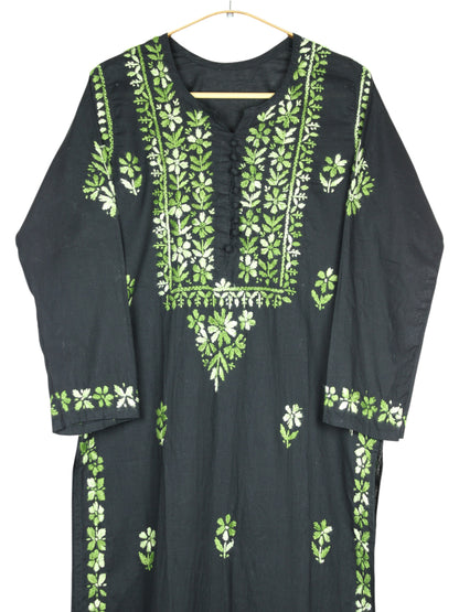 MIRA COTTON LONG KURTA - BLACK & GREEN