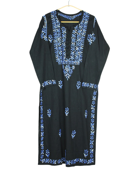 MIRA COTTON LONG KURTA - BLACK & BLUE