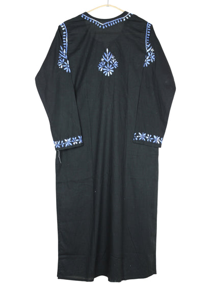 MIRA COTTON LONG KURTA - BLACK & BLUE
