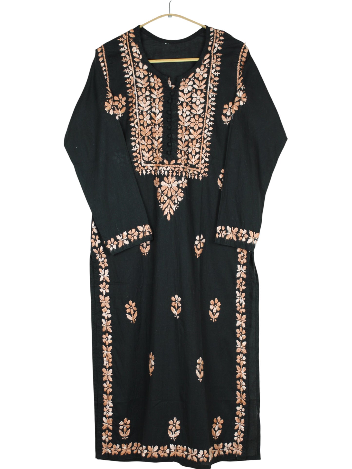 MIRA COTTON LONG KURTA - BLACK & ORANGE