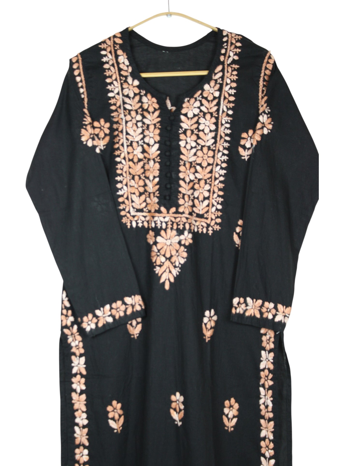 MIRA COTTON LONG KURTA - BLACK & ORANGE
