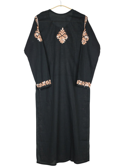 MIRA COTTON LONG KURTA - BLACK & ORANGE