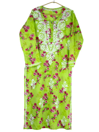 SANIA GREEN LONG MULMUL KURTA