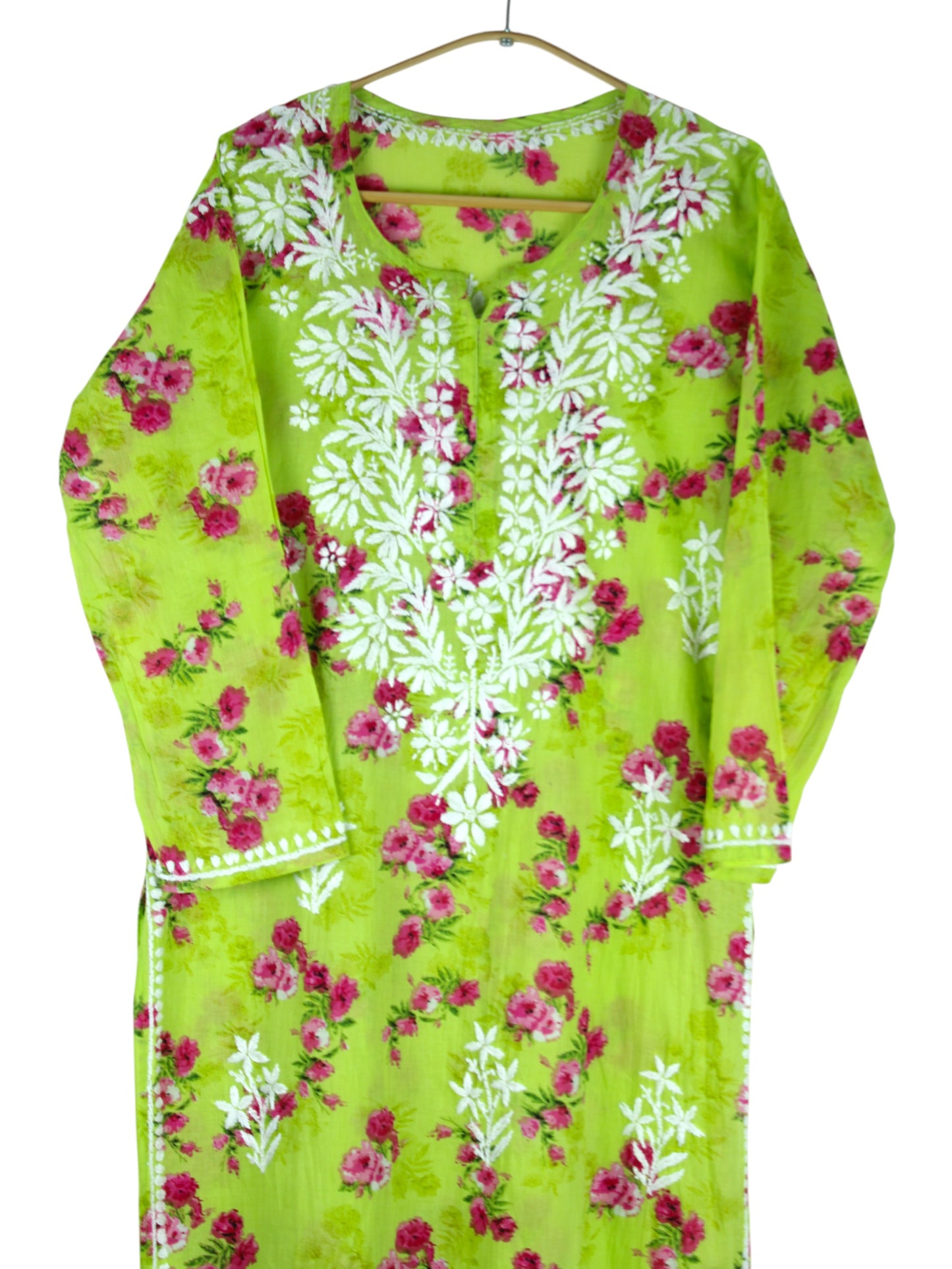 SANIA GREEN LONG MULMUL KURTA