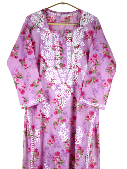 SANIA LAVENDER LONG MULMUL KURTA