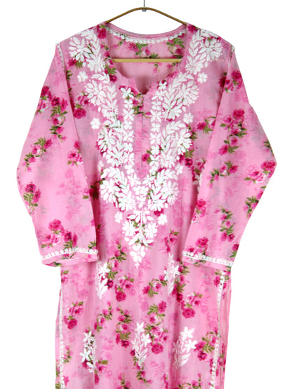 SANIA PINK LONG MULMUL KURTA