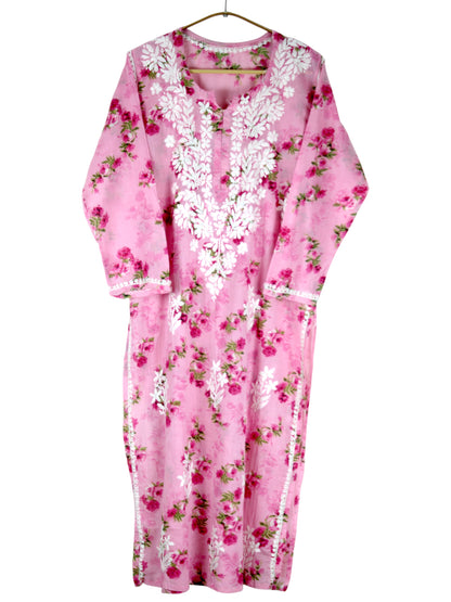 SANIA PINK LONG MULMUL KURTA