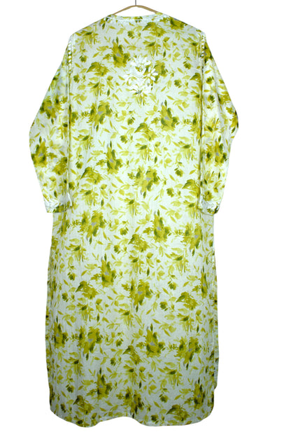 LAIBA OLIVE LONG MULMUL KURTA WITH PALAZZO SET