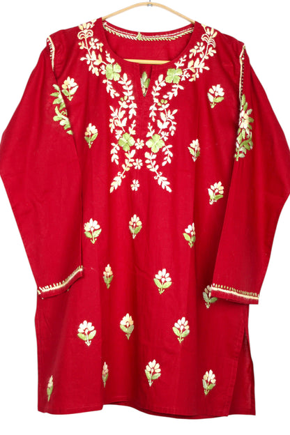 HANIA PREMIUM RED COTTON SHORT KURTA