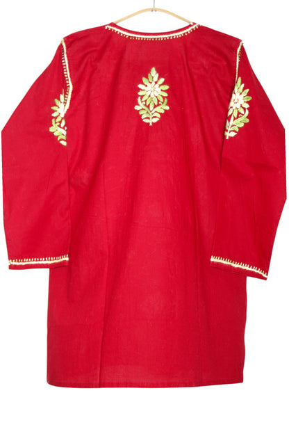 HANIA PREMIUM RED COTTON SHORT KURTA