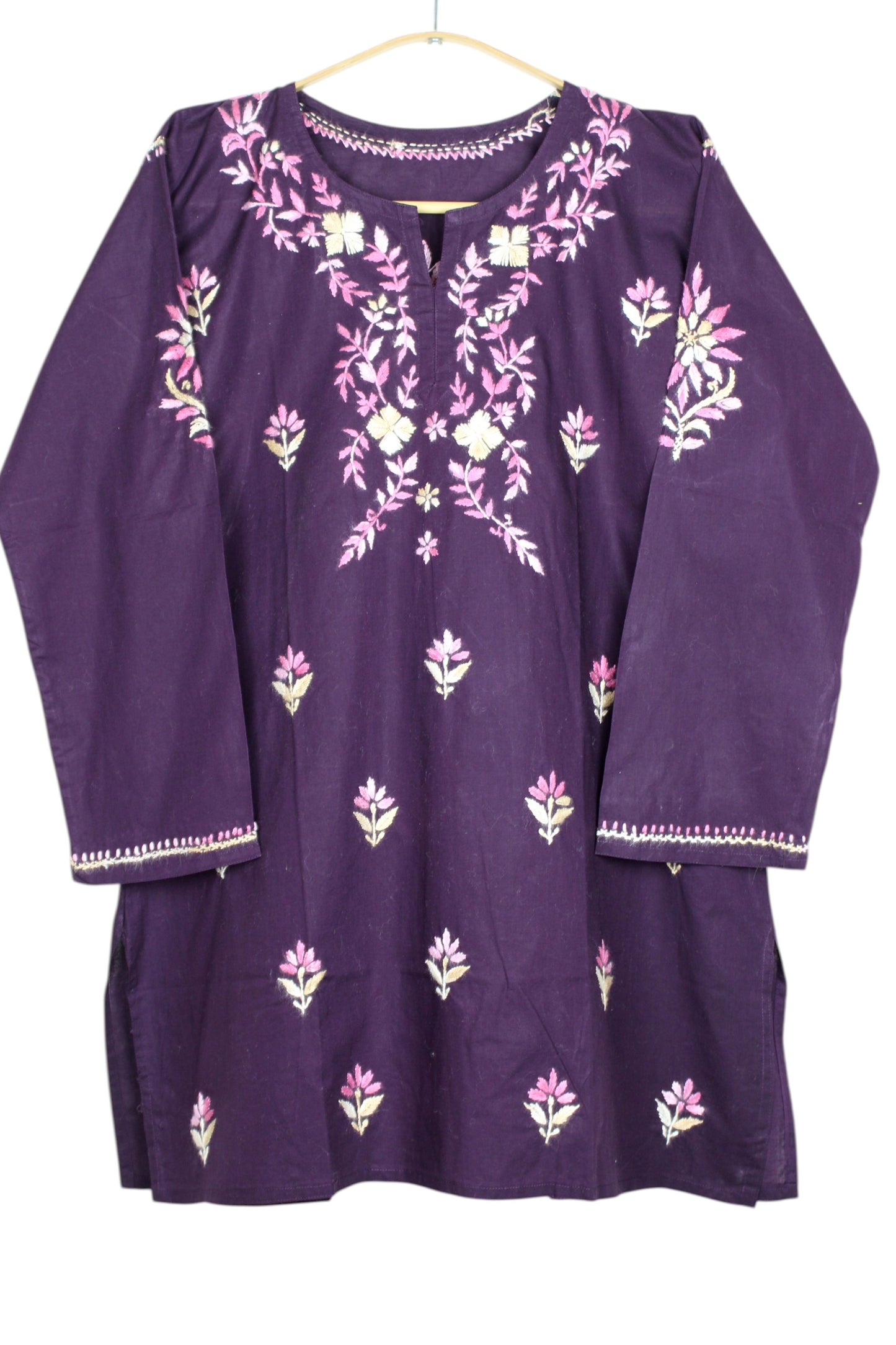 HANIA PREMIUM DARK PURPLE COTTON SHORT KURTA