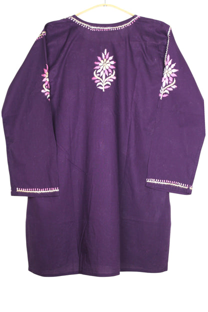 HANIA PREMIUM DARK PURPLE COTTON SHORT KURTA