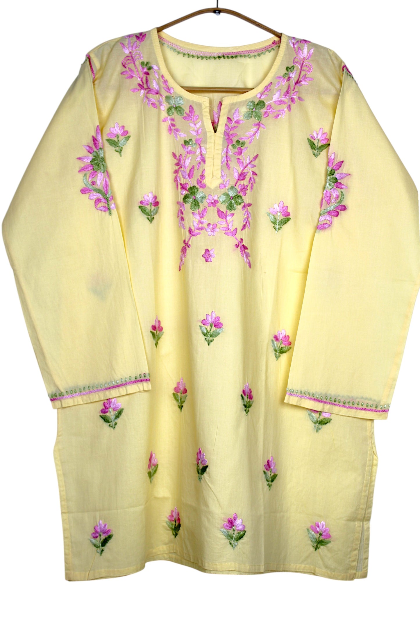 HANIA PREMIUM LIGHT YELLOW COTTON SHORT KURTA