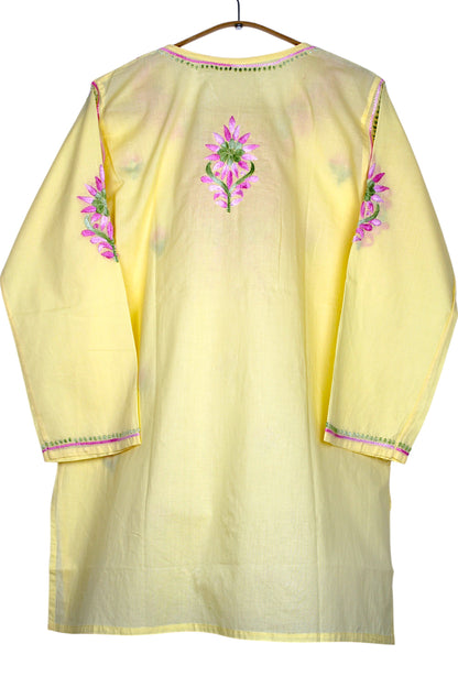 HANIA PREMIUM LIGHT YELLOW COTTON SHORT KURTA