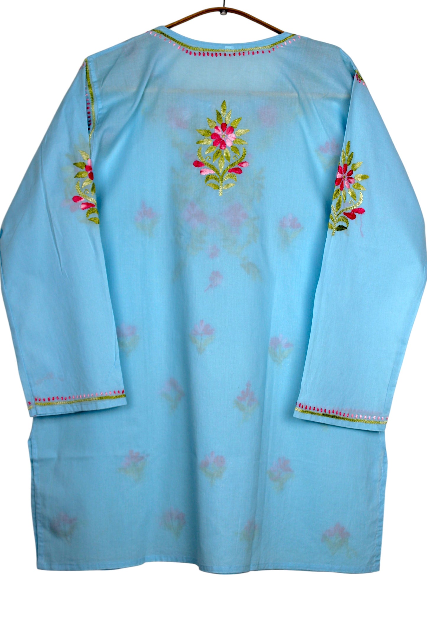 HANIA PREMIUM LIGHT BLUE COTTON SHORT KURTA