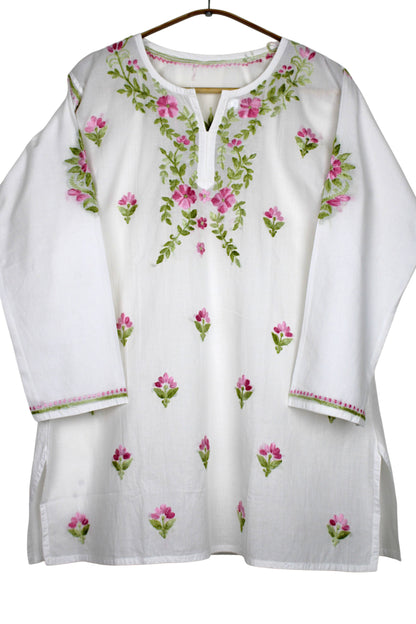 HANIA PREMIUM WHITE COTTON SHORT KURTA