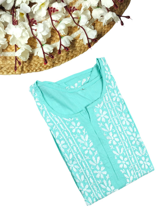 ZAINAB MINT GREEN COTTON LONG KURTA