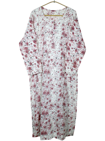 GULZAR PINK LONG MULMUL KURTA WITH PANT SET