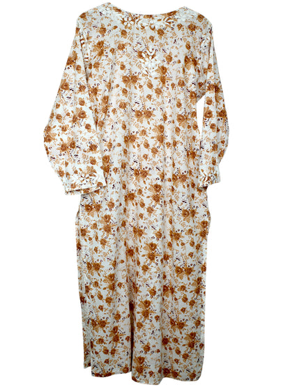GULZAR ORANGE LONG MULMUL KURTA WITH PANT SET