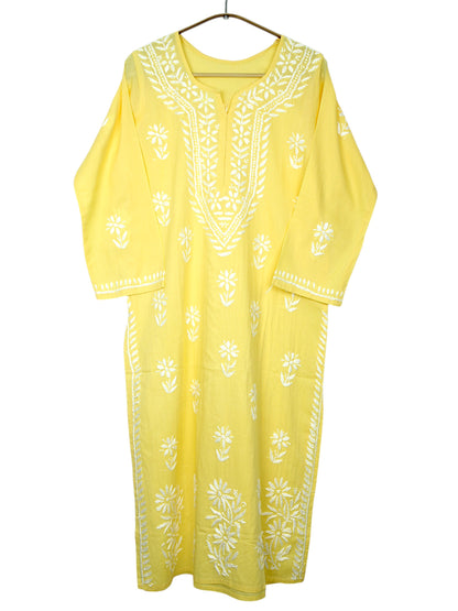 ZAINAB YELLOW COTTON LONG KURTA