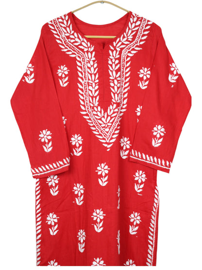 ZAINAB RED COTTON LONG KURTA