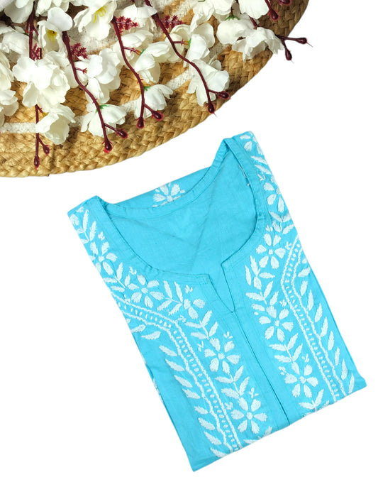 ZAINAB SKY BLUE COTTON LONG KURTA