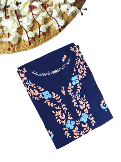 HANIA PREMIUM NAVY BLUE COTTON SHORT KURTA