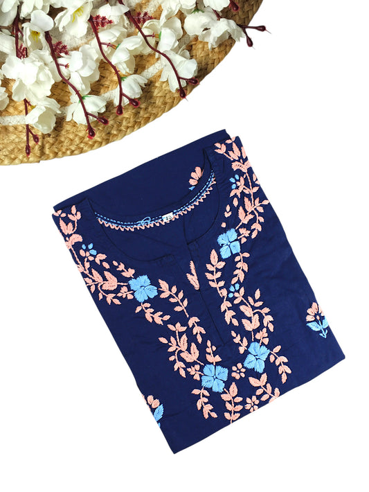 HANIA PREMIUM NAVY BLUE COTTON SHORT KURTA