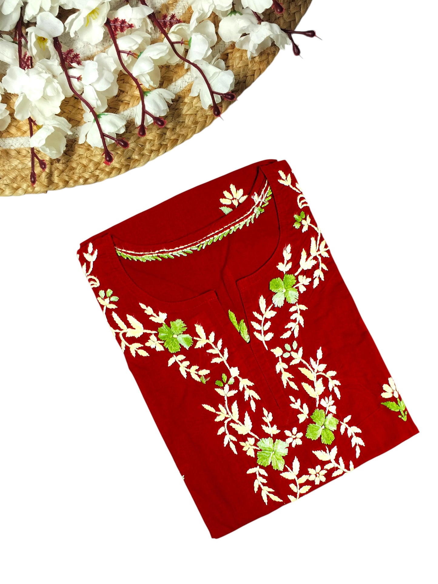 HANIA PREMIUM RED COTTON SHORT KURTA