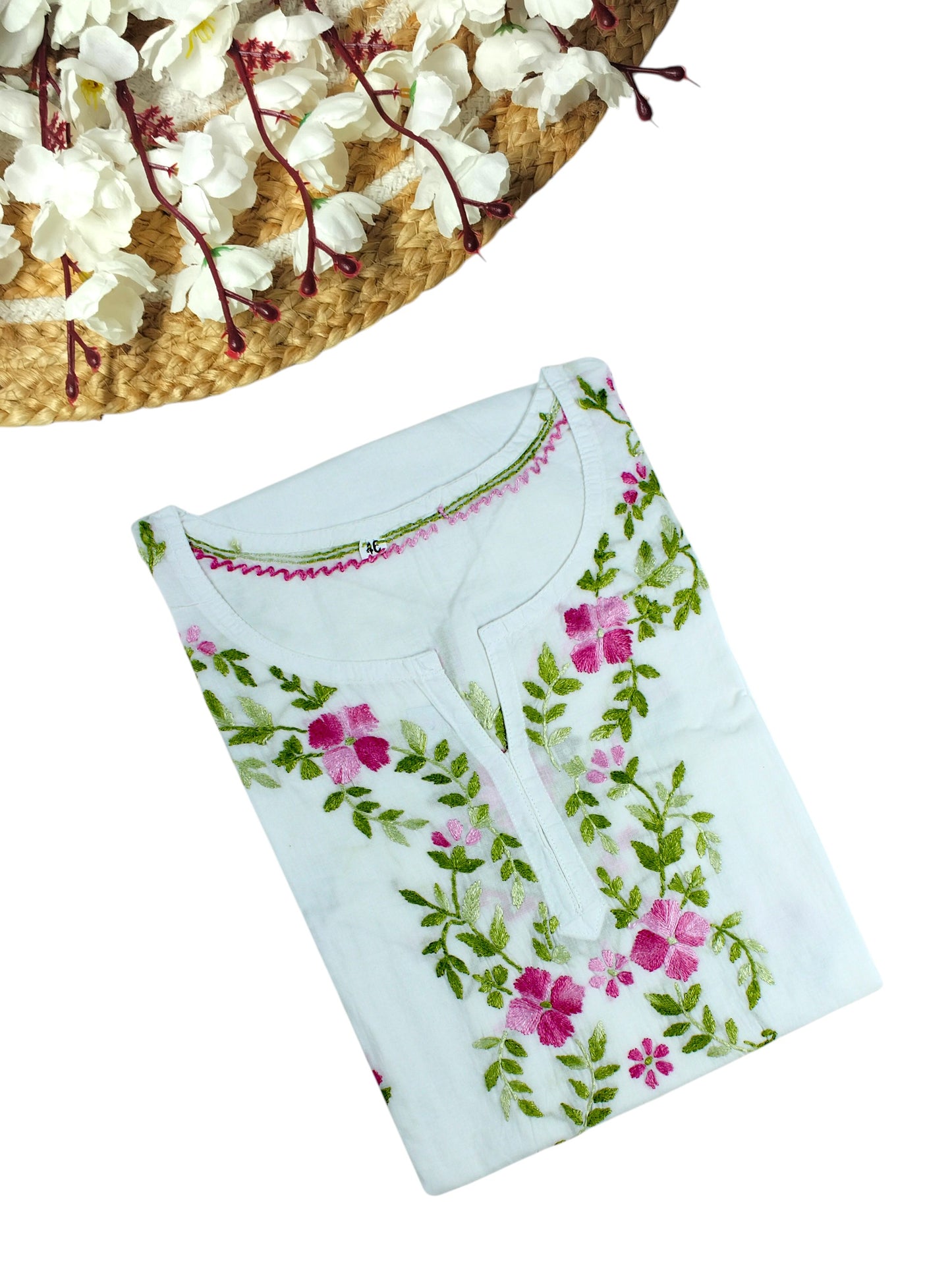 HANIA PREMIUM WHITE COTTON SHORT KURTA