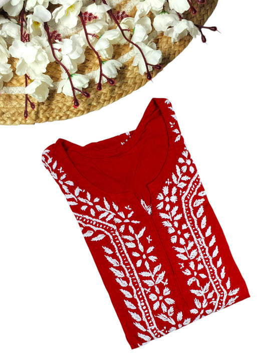 ZAINAB RED COTTON LONG KURTA