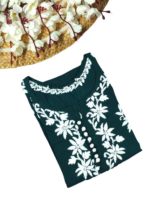 ELIZA BOTTLE GREEN MODAL LONG KURTA