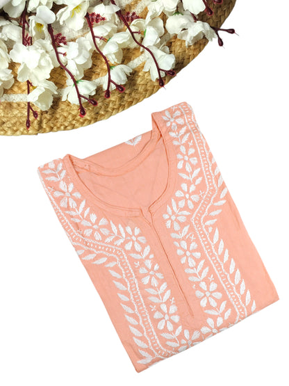 ZAINAB PEACH COTTON LONG KURTA