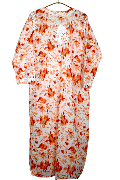 LAIBA ORANGE LONG MULMUL KURTA WITH PALAZZO SET