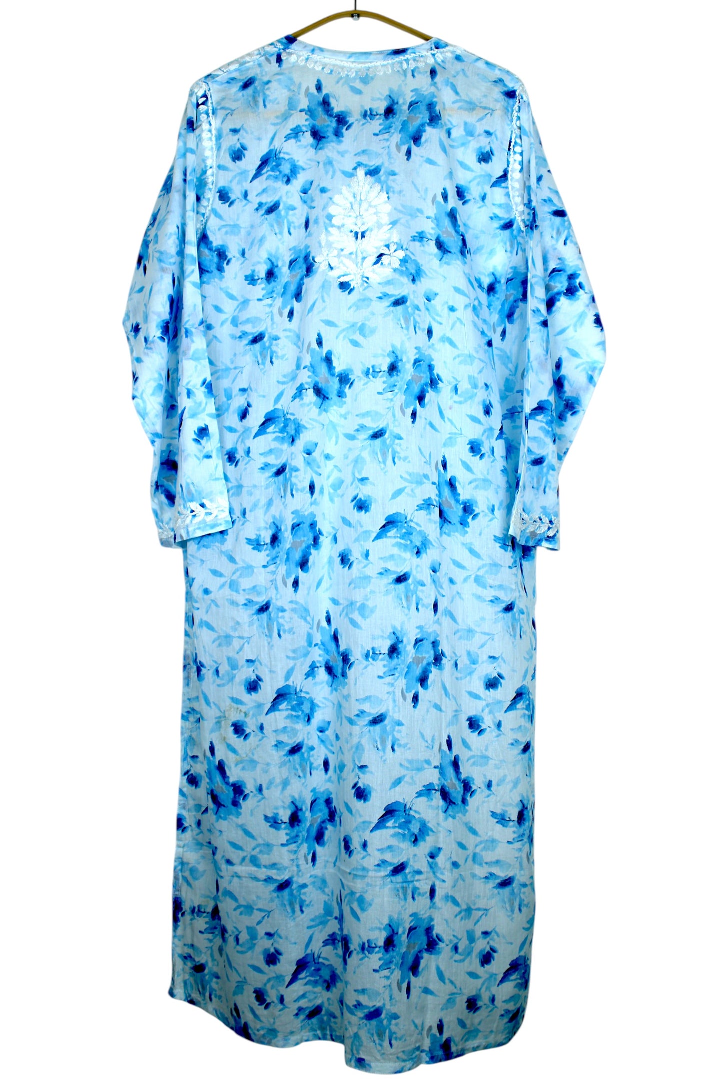 LAIBA ICE BLUE LONG MULMUL KURTA WITH PALAZZO SET