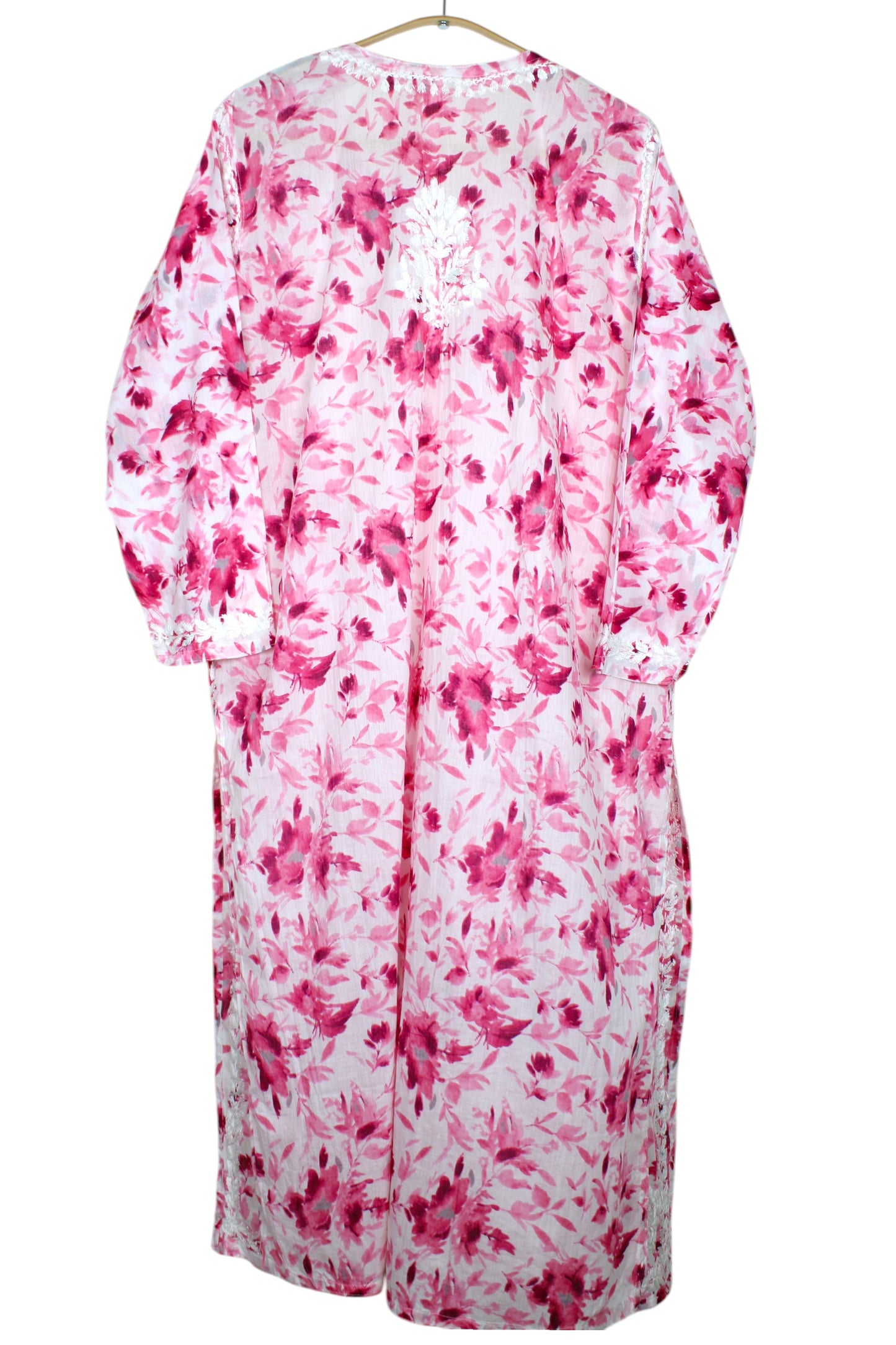 LAIBA PINK LONG MULMUL KURTA WITH PALAZZO SET