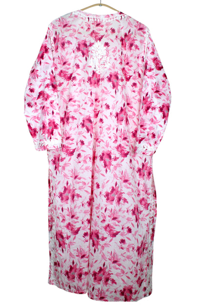 LAIBA PINK LONG MULMUL KURTA WITH PALAZZO SET