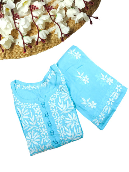 AABROO SKY BLUE MODAL KURTA SET