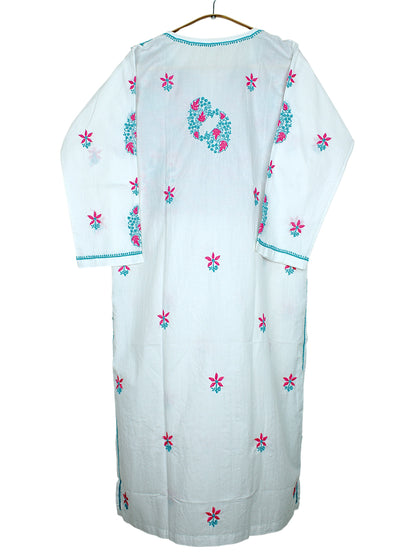 ZULEIKA PREMIUM COTTON LONG KURTA - GREEN & PINK