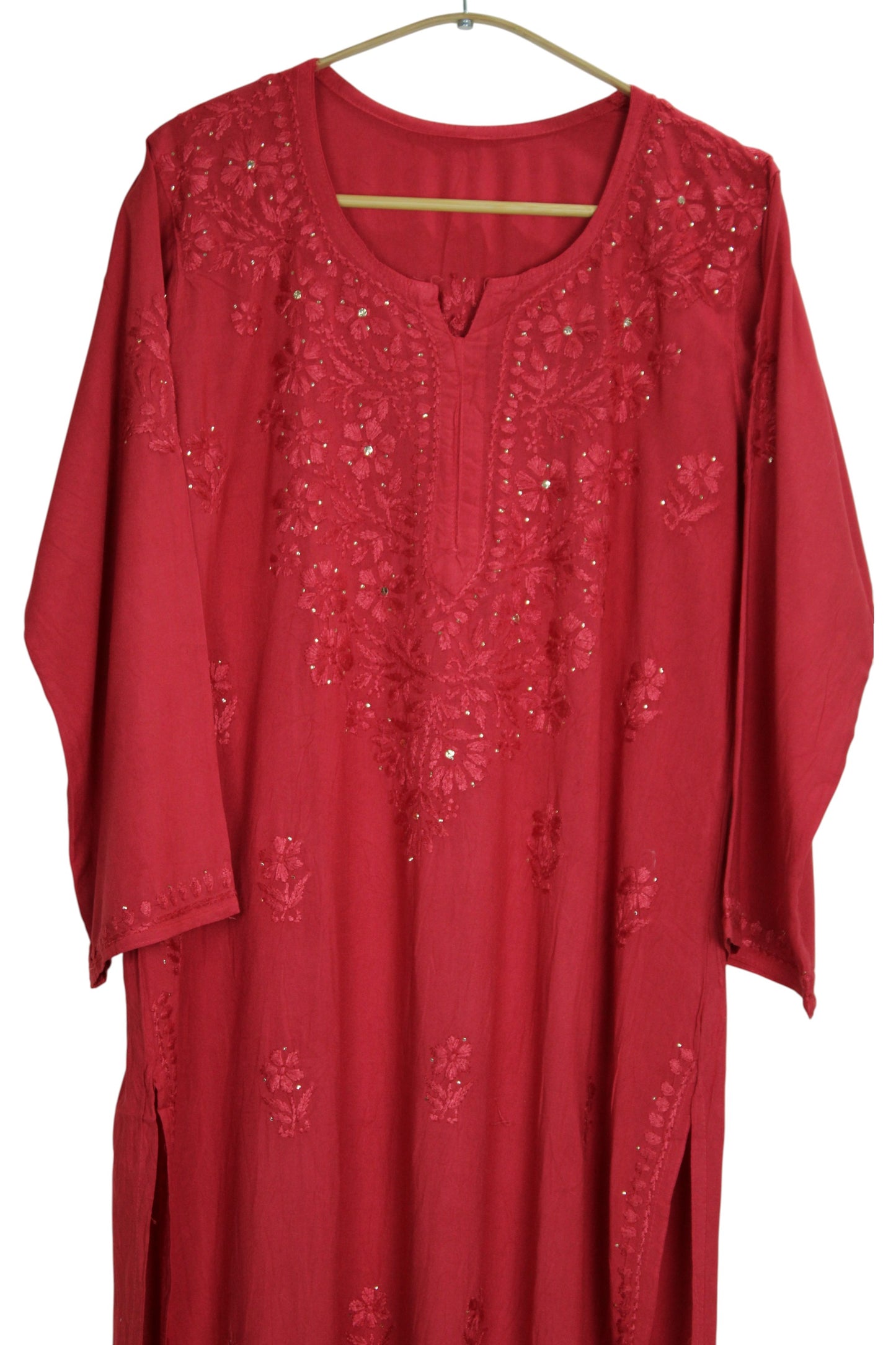 ELARA MAROON RUSTY RAYON LONG KURTA