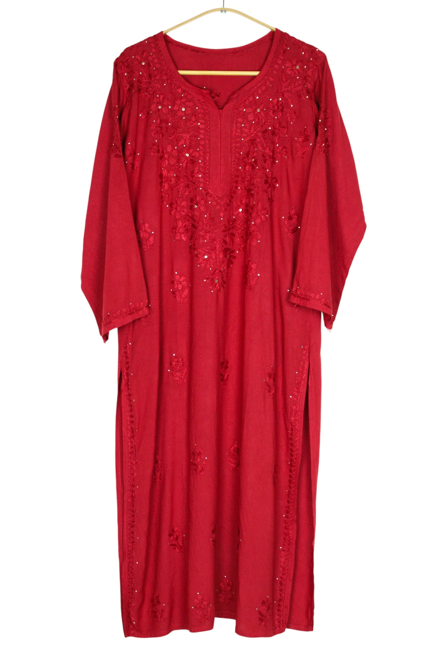 ELARA RUST BROWN RAYON LONG KURTA