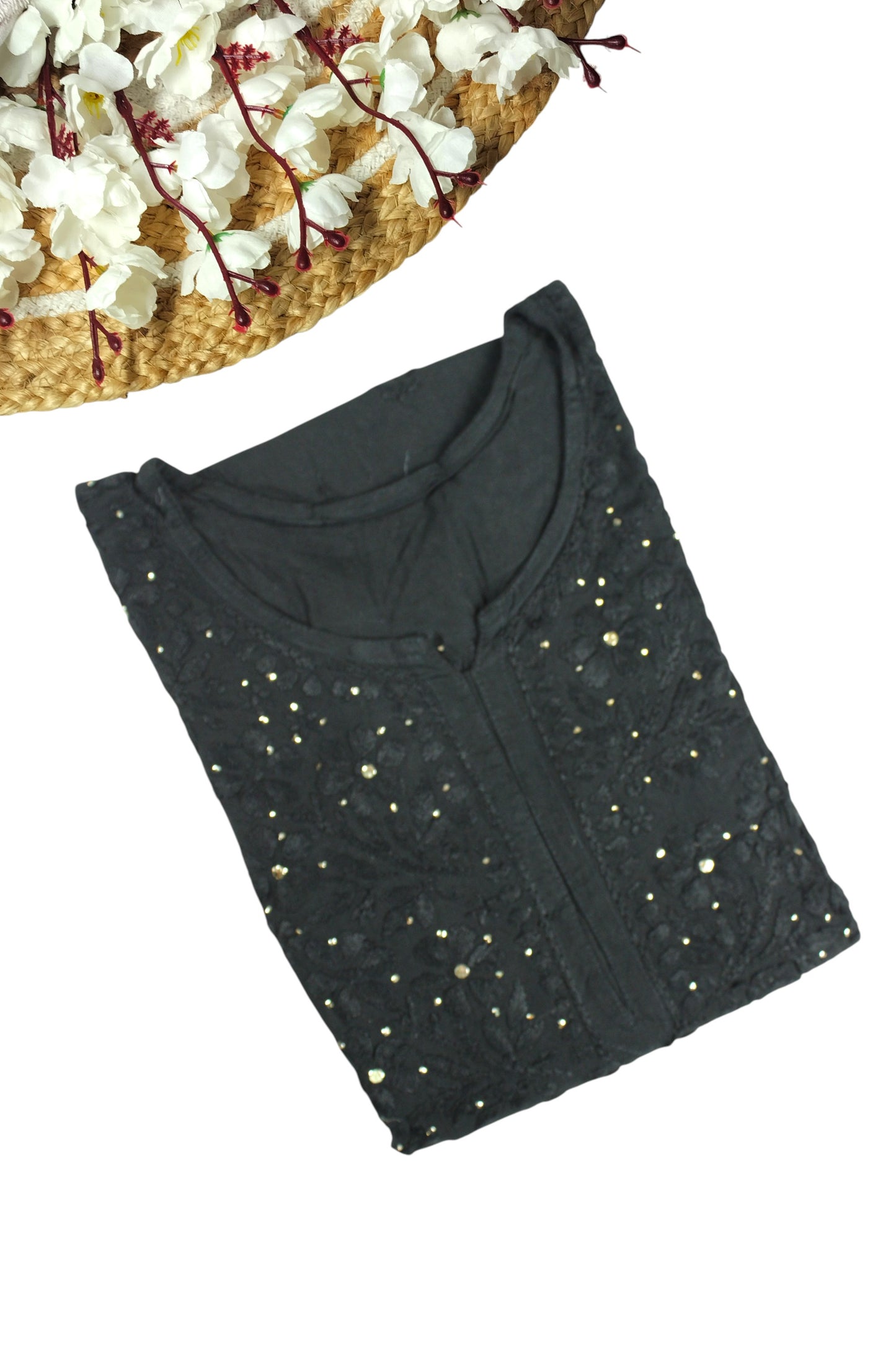 ELARA BLACK RAYON LONG KURTA