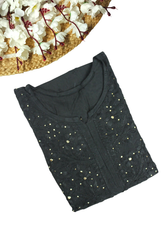 ELARA BLACK RAYON LONG KURTA