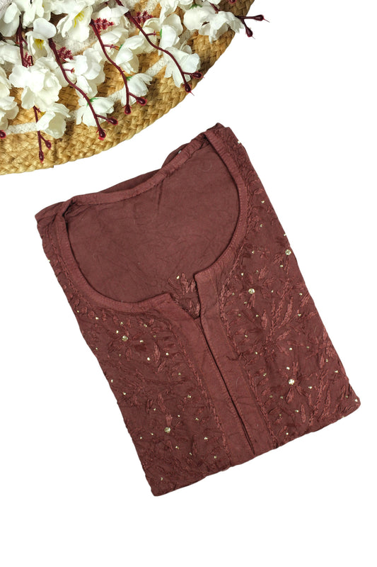 ELARA BROWN RAYON LONG KURTA