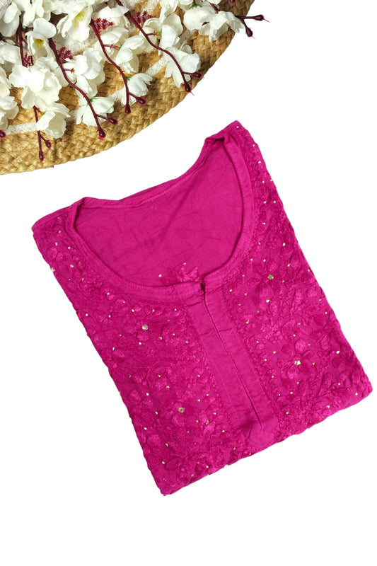 ELARA MAGENTA RAYON LONG KURTA