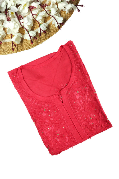 ELARA RUST BROWN RAYON LONG KURTA