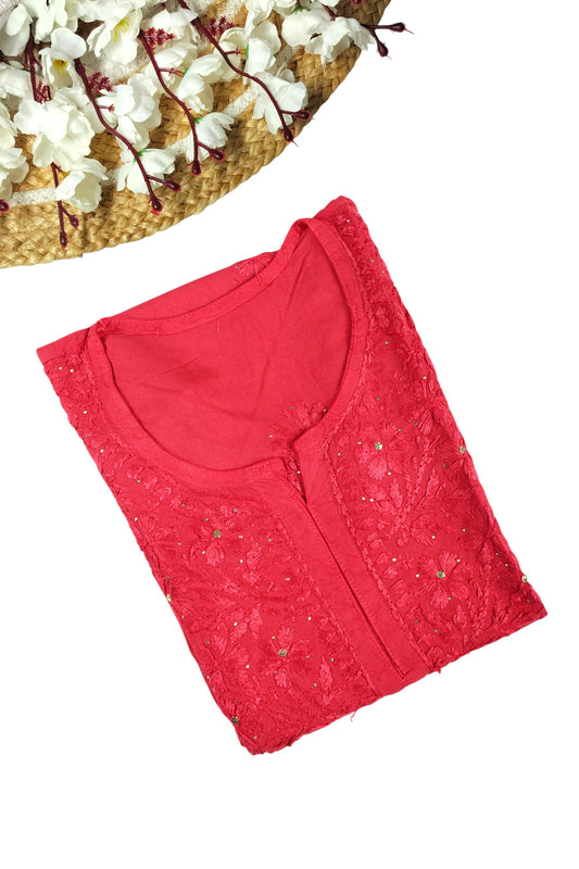 ELARA RUST BROWN RAYON LONG KURTA