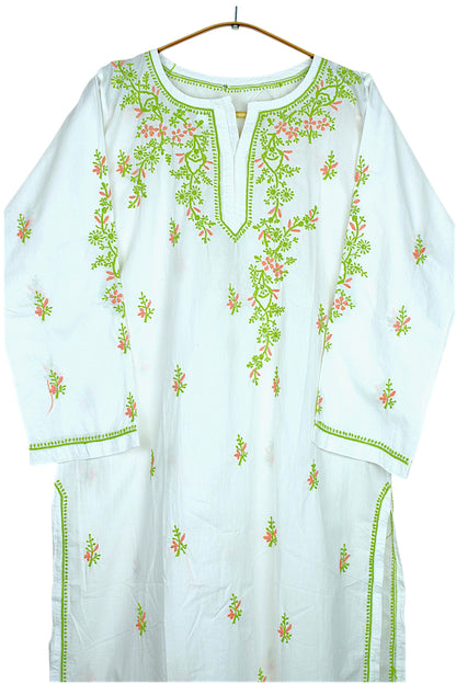 ZULEIKA PREMIUM COTTON LONG KURTA - GREEN & ORANGE