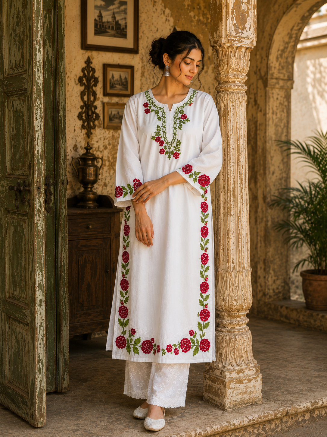NAGMA WHITE MODAL LONG KURTA
